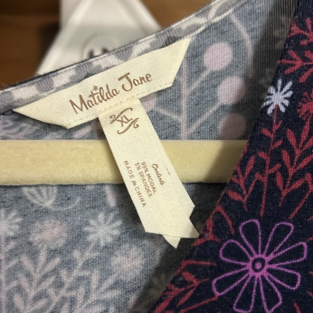 MATILDA JANE Navy Blue/Pink/Blue New Resolution Swing Style Dress, Size XL, GUC. - Picture 3 of 10